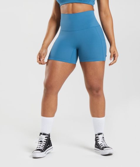 Szorty Gymshark Legacy Ruched Tight Damskie Niebieskie | PL 325YKQ